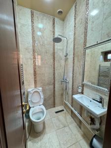 un baño con inodoro y lavabo en Asana Tourism and Business, en Ereván