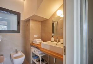 a bathroom with a sink and a toilet at Agriturismo Rossolampone in San Bernardino Verbano