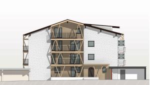 eine Abbildung eines Gebäudes mit Balkon in der Unterkunft Bei Moser - Boutique Apartments Leutasch in Leutasch