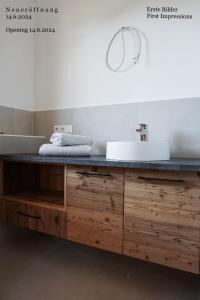 a bathroom with a sink and a counter top at Gut Mitterlehen in Elsbethen