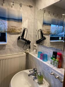 a bathroom with a sink and a mirror at Rügen - Promoisel - Auszeit am Kreidesee in Sagard