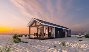 een weergave van een tiny house op het strand bij Oysterduinen - Resort Yerseke in Yerseke