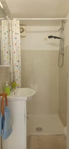 ein Bad mit einem Waschbecken und einer Dusche in der Unterkunft Villa dei fiori B&B in Capri
