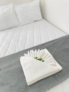 a white bed with a white towel on it at Pousada Velho Brito in Piranhas