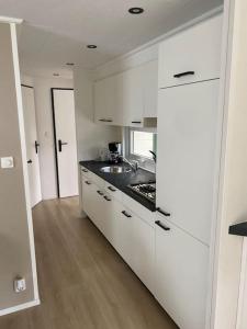 Kuchyň nebo kuchyňský kout v ubytování Sfeervol chalet Hoenderloo, de Veluwe