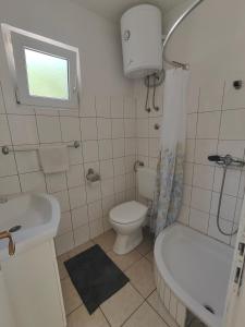 a white bathroom with a toilet and a sink at Apartment Matic Duboka in Duboka +7 photos