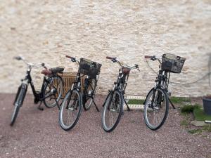 eine Gruppe von drei Fahrrädern, die neben einem Gebäude geparkt sind in der Unterkunft Gîte le Saint-Honoré in Saint-Avertin