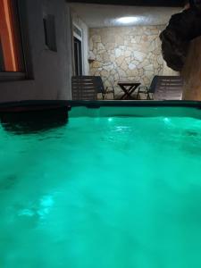uma piscina com água verde numa casa em Apartmani Blazevic em Omiš