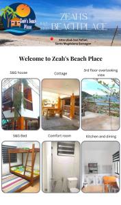 a collage of different pictures of a beach house at Zeah's Beach Place in Bulusan
