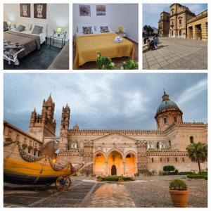 un collage de fotos de un edificio con cama en PAPIRETO'S HOME, en Palermo