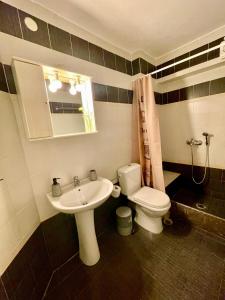 a bathroom with a sink and a toilet at Terra Olivae Syros in Ermoupoli +7 photos