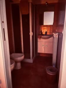 a small bathroom with a sink and a toilet at B&B Sole e Luna in Scurcola Marsicana