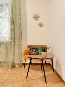 a chair and a table with a pillow and a plant at Casa Ganza in Pisa