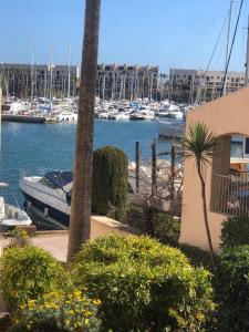 un bateau amarré dans un port de plaisance avec des bateaux dans l'établissement La Petite Perle, à Cogolin