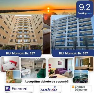 a collage of pictures of a building at Apartments in Solid House Mamaia in Mamaia