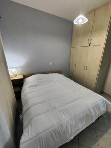 sypialnia z dużym białym łóżkiem w pokoju w obiekcie Cozy Nest w mieście Neo Karlowasi