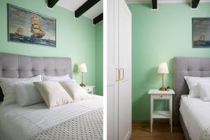 Ein Bett oder Betten in einem Zimmer der Unterkunft Modern stone House with flowers & playground