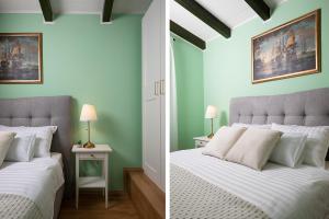 Ein Bett oder Betten in einem Zimmer der Unterkunft Modern stone House with flowers & playground