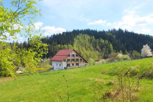 una casa en una colina en un campo verde en Panorama, en Korbielów