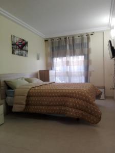 - une chambre avec un lit et une fenêtre dans l'établissement Ferienwohnung für 3 Personen 1 Kind ca 55 qm in Adeje, Teneriffa Westküste von Teneriffa, à Adeje