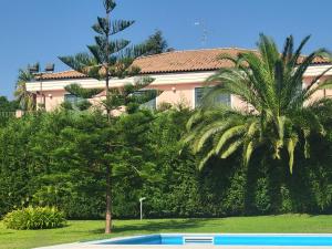 ein Haus mit einer Palme und einem Pool in der Unterkunft Villa Marianna in Santa Venerina