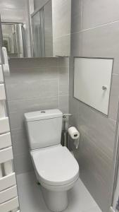 a bathroom with a white toilet and a mirror at Un studio de luxe Les Champs Elysées in Paris