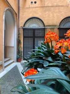 a bunch of orange flowers in front of a building at Veneto Suite 2 by SupaStays - King room in Rome