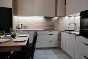 Kuchnia lub aneks kuchenny w obiekcie Apartments Space and More, Dmowskiego - 20 minut do RYNKU, Self Check-In 24H, Parking