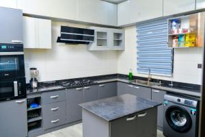 een keuken met een wastafel en een wasmachine bij 4 Bedroom Terraced Duplex for Airbnb Short Stay in Ikeja in Ikeja