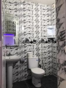 een badkamer met een toilet en een wastafel bij Dar zahra in Aourir