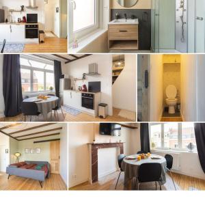 kolaż zdjęć kuchni i salonu w obiekcie LE LUXUEUX - Netflix I WIFI I CENTRE - Design & Cosy w mieście Valenciennes