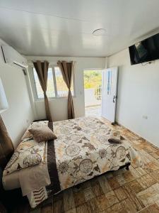 1 dormitorio con 1 cama en una habitación con ventana en On time view, en Providencia