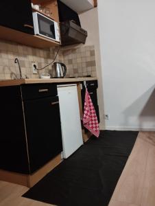 a kitchen with a white refrigerator and a sink at Sweet Belgica in Brussels