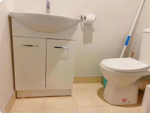 a bathroom with a sink and a toilet at Newly renovated home in Auckland city in Auckland
