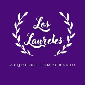 un logo bianco su sfondo viola con un lauro di Apart Los Laureles a Villa Regina