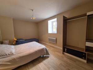 a bedroom with a bed and a large mirror at Gîte Verneuil-sur-Igneraie, 3 pièces, 5 personnes - FR-1-591-368 