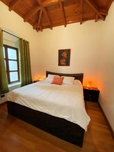 安地瓜的住宿－Indian Palace Hotel Boutique Spa & Restaurante，卧室设有一张白色大床和一扇窗户。