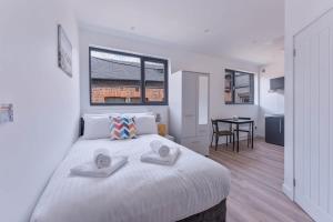 Katil atau katil-katil dalam bilik di Modern and Bright Studio in Central Sheffield