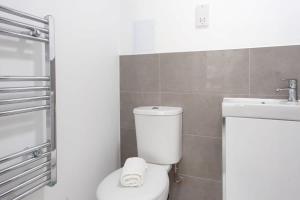 a bathroom with a toilet and a sink at Modern 2 Bedroom Apartment in Ashford in Ashford