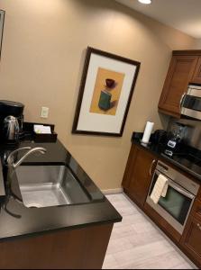 eine Küche mit einer Spüle und einer Arbeitsplatte in der Unterkunft MGM Signature 30th Floor Penthouse w Balcony in Las Vegas