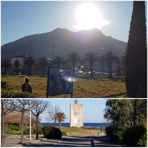 a collage of two pictures of a mountain at Les Toits de Moriani in San-Nicolao