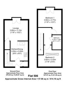 two diagrams of a floor plan of a house at Stunning 2 Bed Flat 5min to Old Trafford Stadium in Manchester
