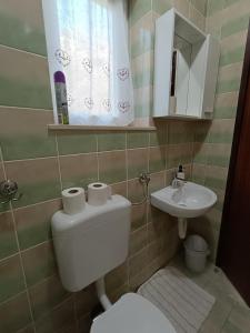 uma pequena casa de banho com WC e lavatório em Apartman Ena em Senj