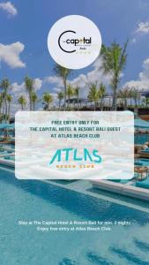 a poster for the car rental hotel and resort ball court at atlas resort club at The Capital Hotel and Resort Seminyak - CHSE Certified in Seminyak