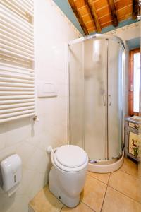 a bathroom with a toilet and a shower at B&B Da Nada Locanda Toscana in Roccatederighi