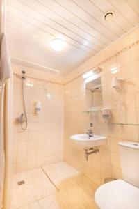 a bathroom with a toilet and a sink at ARIBĖ Hotel Klaipėda, Free parking in Klaipėda