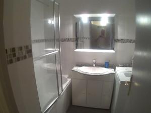 パリにあるAlibert1erのバスルーム(シャワー、シンク、鏡付)