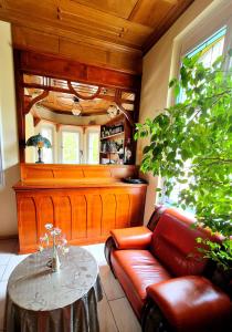 a living room with a couch and a table at PAŁACYK BUDGET in Legnica