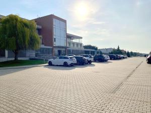 Une rangée de voitures garées sur un parking dans l'établissement Hotel Ponteo - Activity Park, à Bratislava 64 autres photos