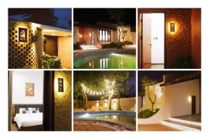 a collage of photos with a pool and a house at Bản Nhỏ - Little Village in Cao Bằng +61 photos
